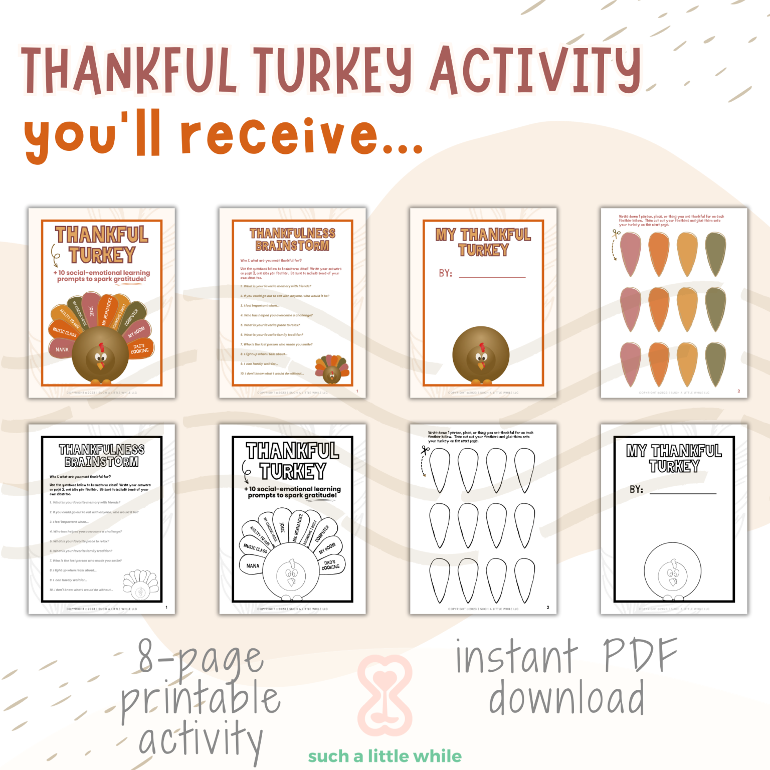 Gratitude Activities for Kids PDF Bundle - Such a Little While